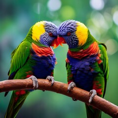 two parrots on a branch  generated by AI