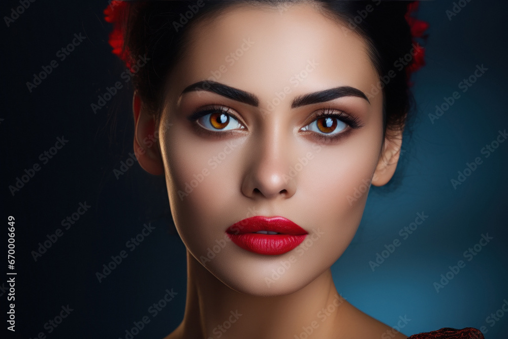 Wall mural beautiful woman with attractive makeup - Wall murals