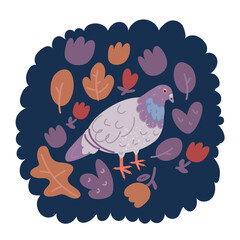 Cartoon vector illustration of full body of speed racing pigeon bird isolate white background