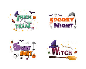 Set of Halloween Lettering Illustration