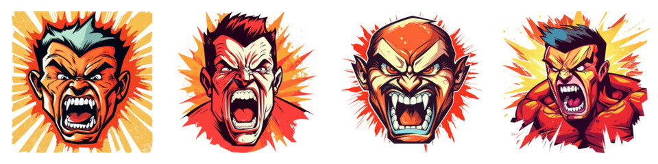 Comic anger face. Cartoon vector illustration