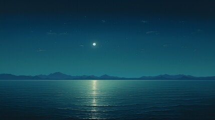 Fototapeta na wymiar Calm Sea at Night