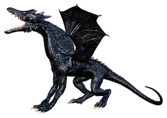 3D Rendering Fairy Tale Dragon on White