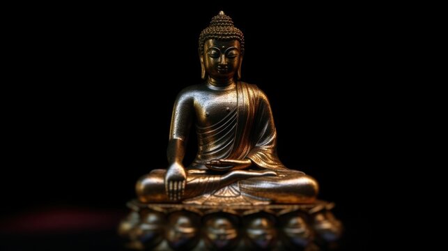 Generate a photography of golden buddha statue