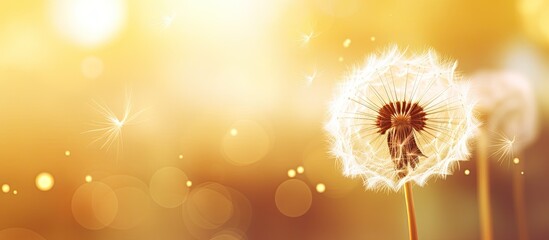 Blurred natural background with dandelion silhouette