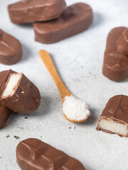 Slice Chocolate Bars With Coconut