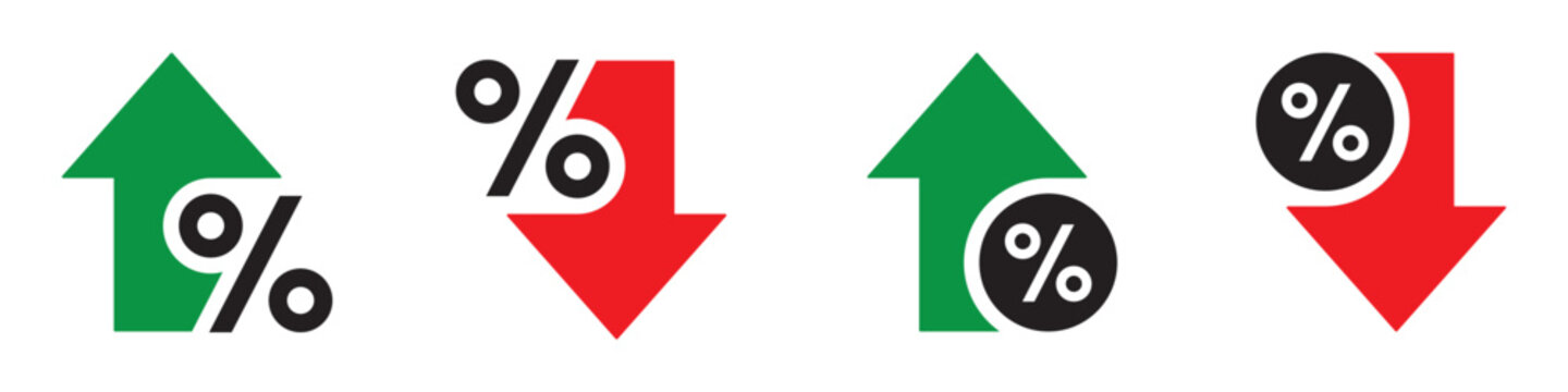 Percent growth and down icon, vector illustration