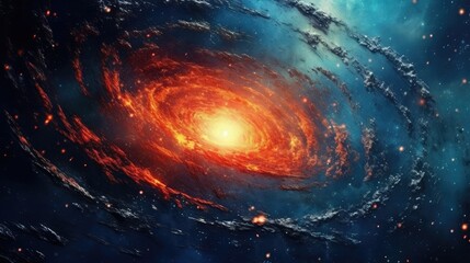 A view from space to a spiral galaxy and stars. Universe filled with stars, nebula and galaxy...