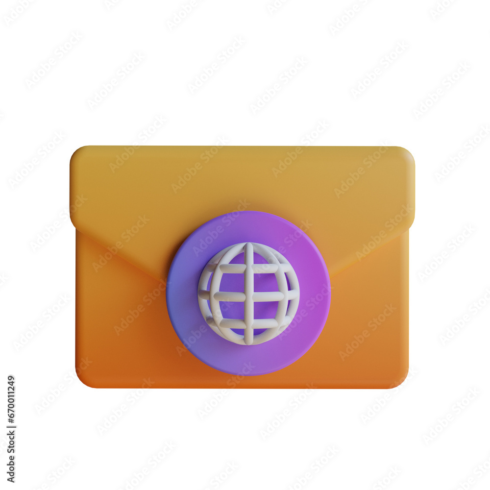 Aufkleber Mail World, an Email Application Connecting You to the Entire World.
3d illustration, 3d element, 3d rendering. 3d visualization isolated on a transparent background
