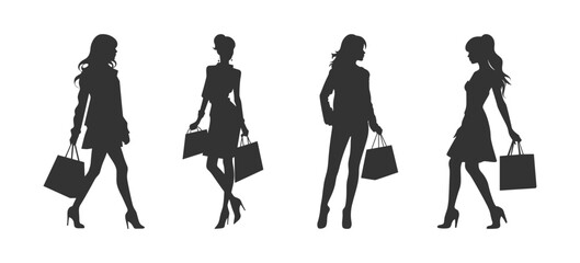 Shopping girl silhouette. Vector illustration
