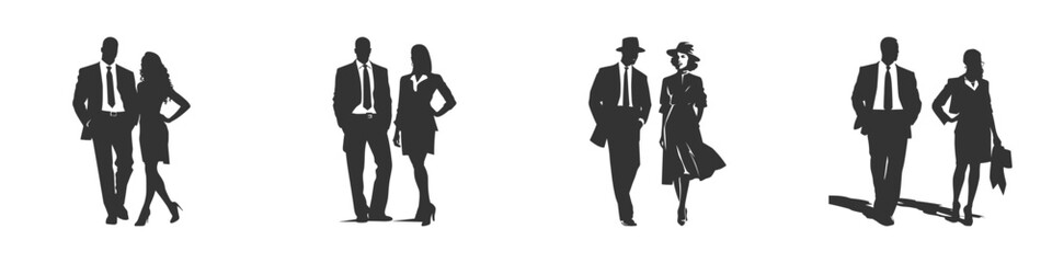 Silhouette of a businessman and businesswoman. Vector illustration