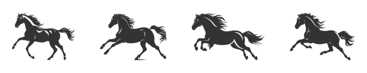 Fotobehang Running horse black silhouette set. Vector illustration © Татьяна Петрова