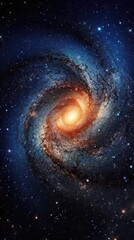 A view from space to a spiral galaxy and stars. Universe filled with stars, nebula and galaxy Generative AI