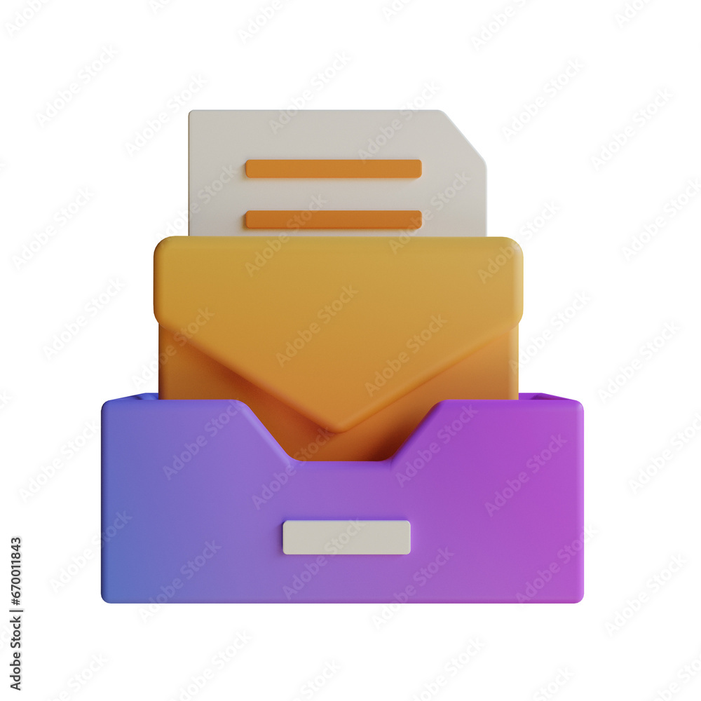 Poster purple mail inbox, bringing a sense of tranquility to your message management. 3d illustration, 3d e