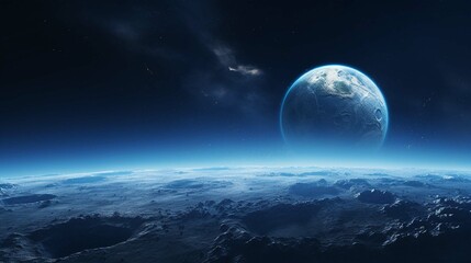 Fototapeta na wymiar Blue Earth seen from the moon's surface 
