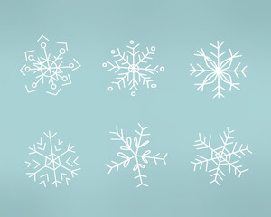 set of white snowflakes for winter design