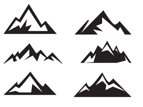 Mountain silhouette , set of  rocky mountain silhouette. bundle vector.