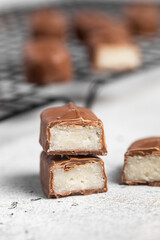 Slice Chocolate Bars With Coconut