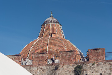 A partial view of the Cathedral Dome of Pisa, Tuscany, Italy, Europe