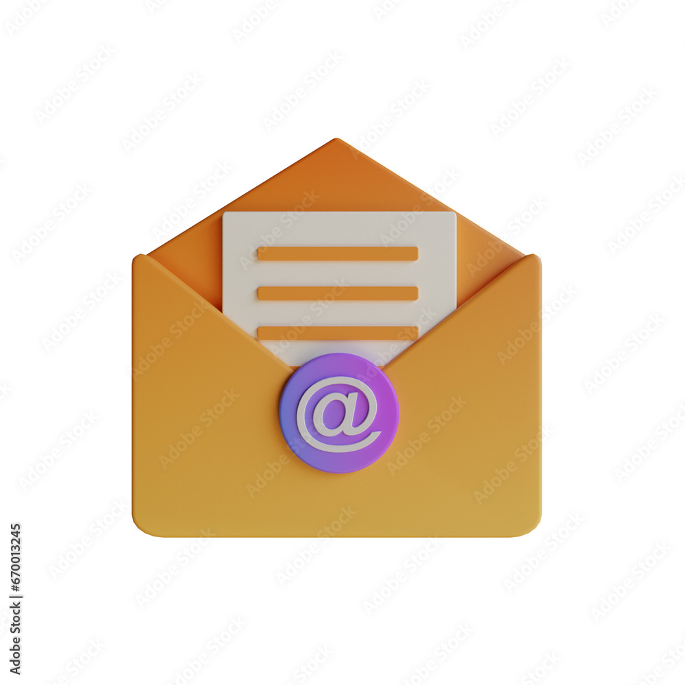 Poster envelope mail, a symbol of tranquility and security in message exchange. 3d illustration, 3d element