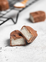 Slice Chocolate Bars With Coconut