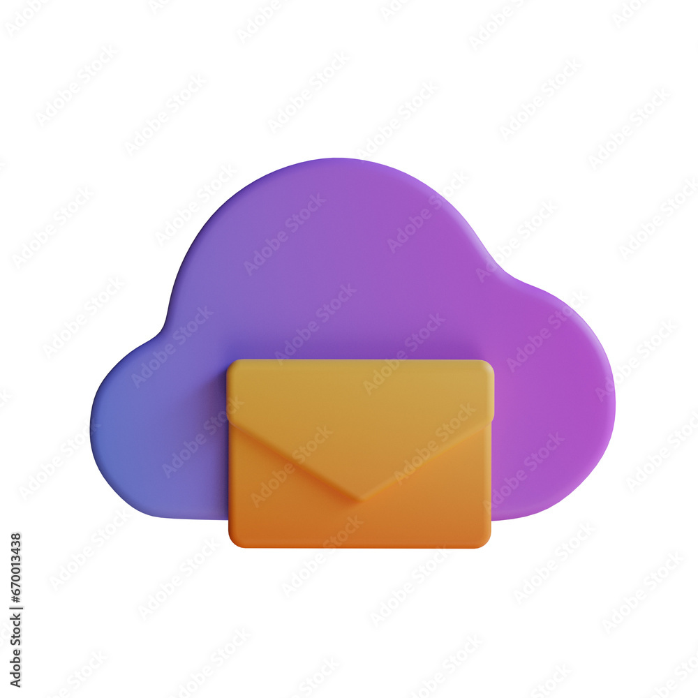 Aufkleber Purple Mail Cloud, an Application Enabling Access and Storage of Your Electronic Messages.
3d illustration, 3d element, 3d rendering. 3d visualization isolated on a transparent background
