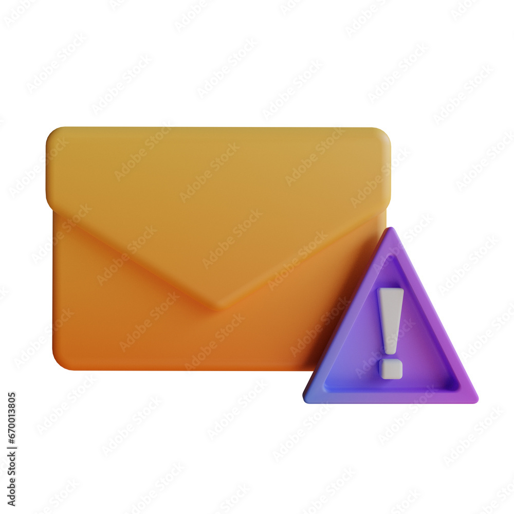 Poster purple alert mail, an email application ensuring you don't miss important notifications. 3d illustra