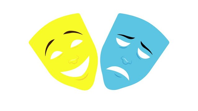 comedy and tragedy masks swapping animation video