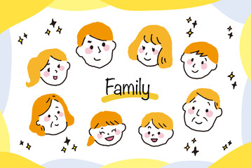 家族　笑顔の表情　三世代