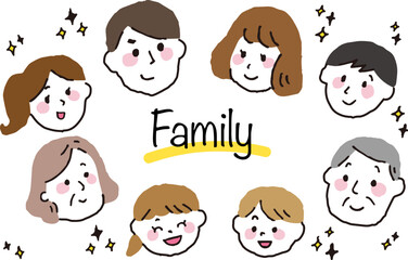 家族　笑顔の表情　三世代