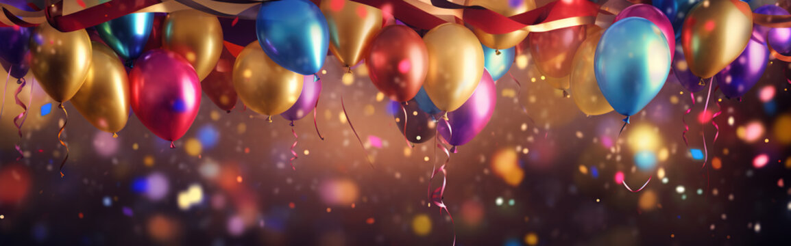 Party Banner mit Konfetti und Luftballons