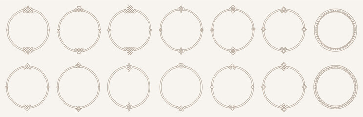 Asian golden chinese, korean and japanese frames and borders. Frames with asian ornaments. Vintage gold decor