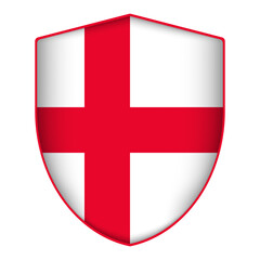 Obraz premium England flag in shield shape. Vector illustration.