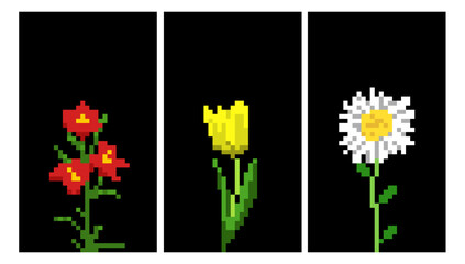 pixel art flowers background