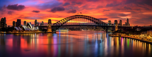 Sydney Harbor Bridge a Waterfront Icon - obrazy, fototapety, plakaty