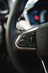 car steering wheel with buttons - obrazy, fototapety, plakaty