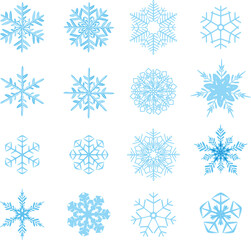 eautiful set  snowflakes on a whitу background for winter design. Collection of Christmas New Year elements. Frozen silhouettes of crystal snowflakes. Modern design apartment. Holiday wallpapers