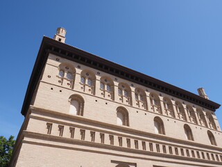 Elevation of stock market building in Saragossa city in Spain