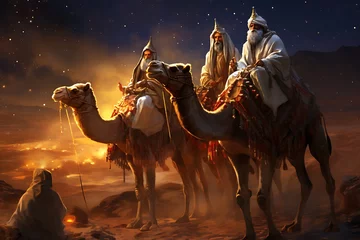 Fotobehang The three wise men on their camels, Reyes Magos concept © George Designpro