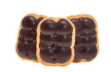 cookies with jam in chocolate isolated