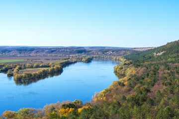 Obraz premium autumn landscape of the Dniester river