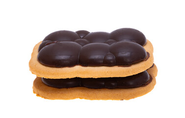 cookies with jam in chocolate isolated