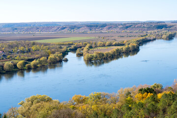 Naklejka na ściany i meble autumn landscape of the Dniester river