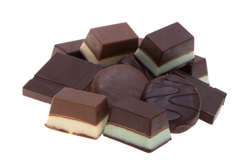 mint chocolate candies isolated