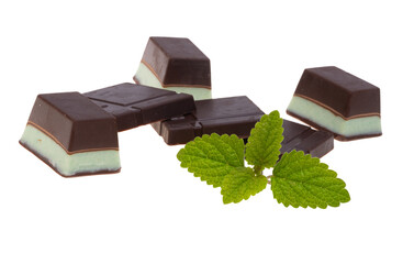 mint chocolate candies isolated