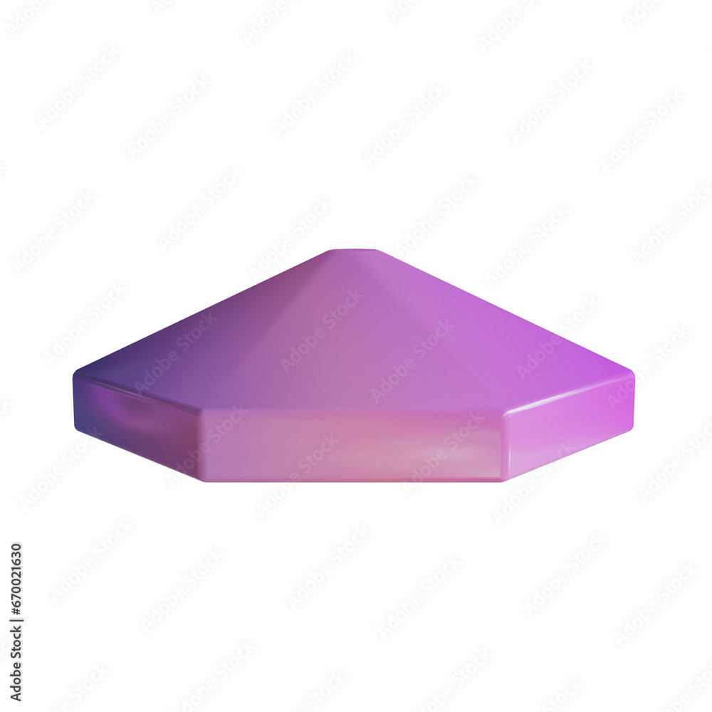 Poster purple double sided hexagon, simple double sided hexagon application. practical design. 3d illustrat