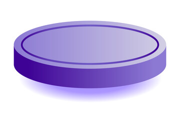 Blue podium showing products