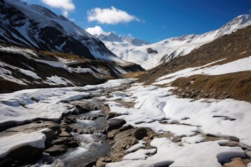 Fototapeta na wymiar mountain region losing snow due to climate change