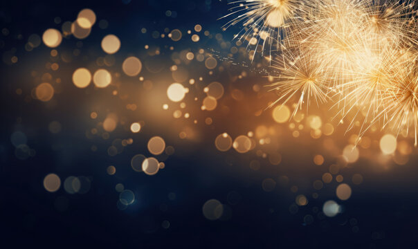 Explosive beauty of bright fireworks against a dark backdrop.