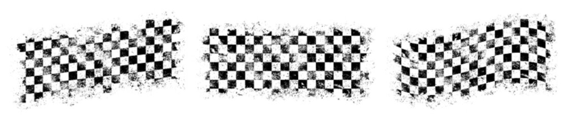 Racing flags set logotypes monochrome